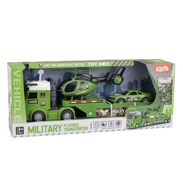 Military Set Military Truck Tow Truck Car Helicopter Lights Sound 5
