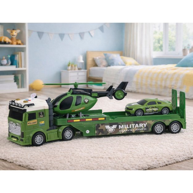 Military Set Military Truck Tow Truck Car Helicopter Lights Sound 2