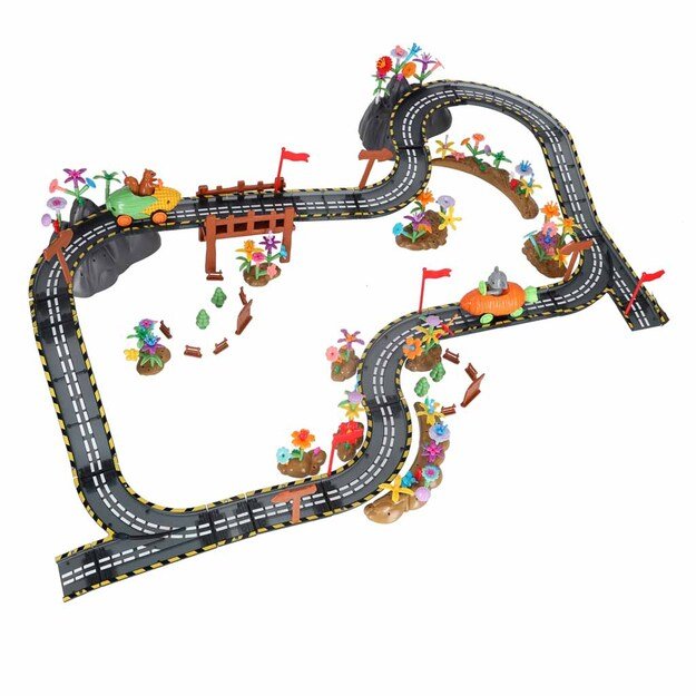 Magnetinė automobilių lenktynių trasa 2 &scaron;viečiančios transporto priemonės 310 elementų 16