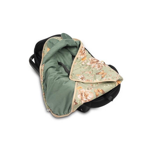 Velvet carry-cot swaddle blanket – SQUARE GREEN