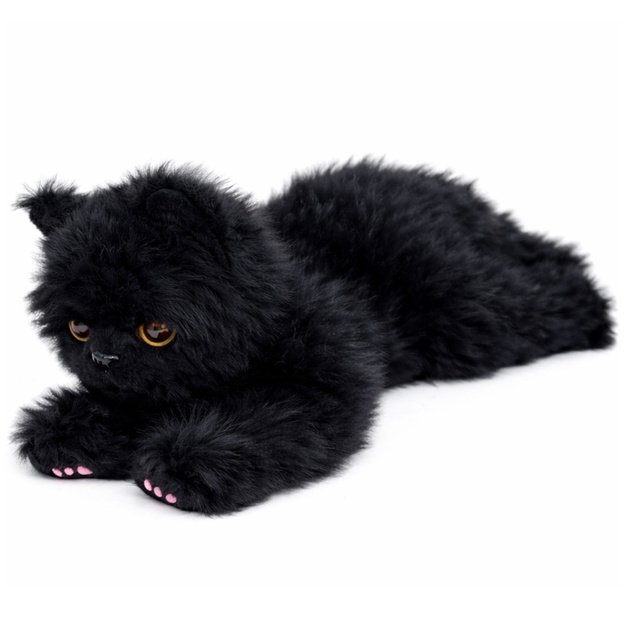 Plush Toy Cuddly Toy Kitten Lying Black 38 cm