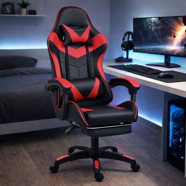 „LEAN“ ŽAIDIMŲ KĖDĖ, JUODA IR RAUDONA