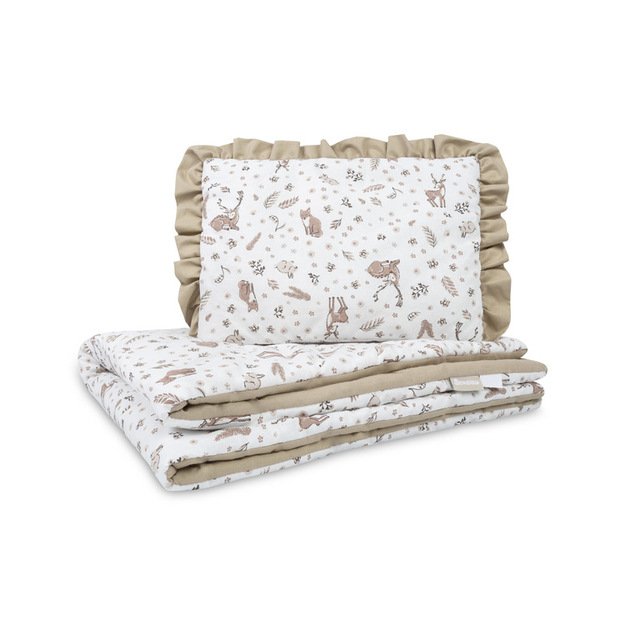 CRIB SET COTTON FOREST BEIGE 75X95 25X35