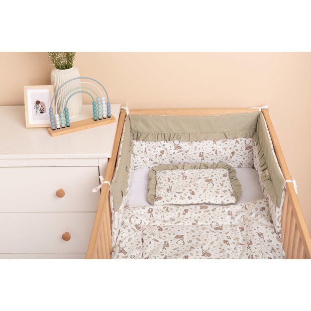CRIB SET COTTON FOREST BEIGE 75X95 25X35