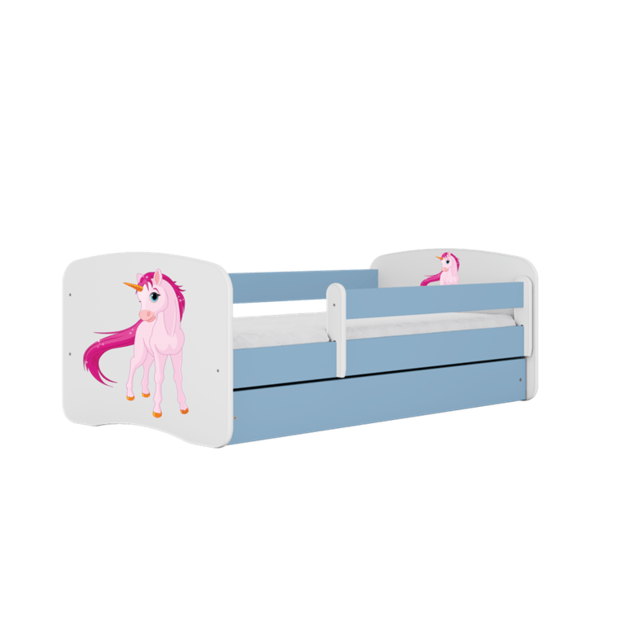 Babydreams mėlyna vienaragio lova be stalčiaus, be čiužinio 160/70