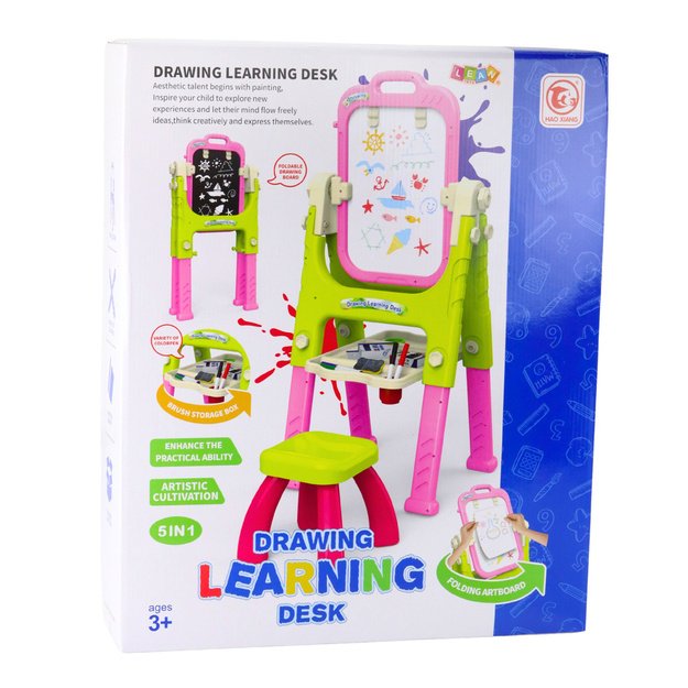 5in1 Educational Board With Chair Multifunctional Accessories Pink 3