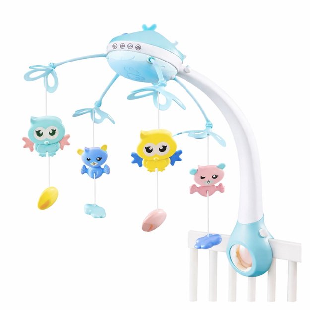 Crib Carousel Projector 2 in 1 Melodies Animal Sounds Remote Control Pink