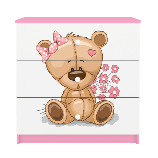 Komoda Babydreams rožinis meškiukas gėlės