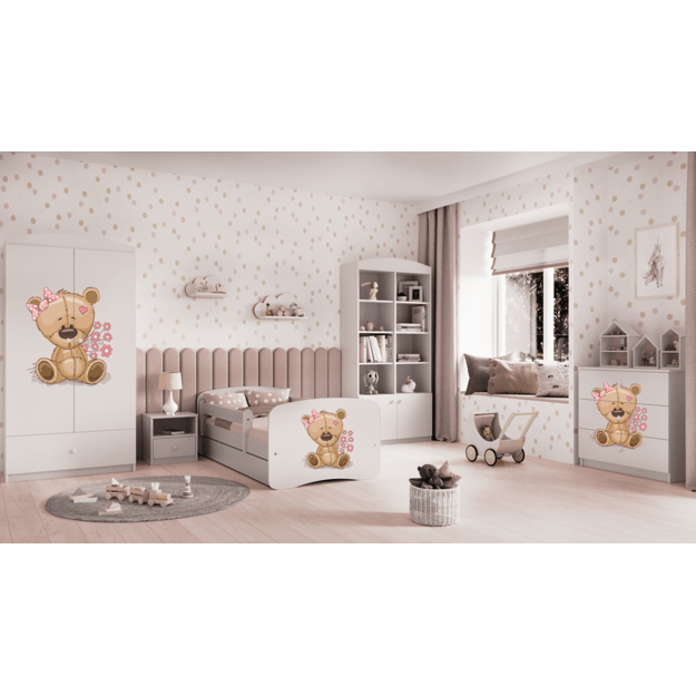 Komoda Babydreams rožinis meškiukas gėlės
