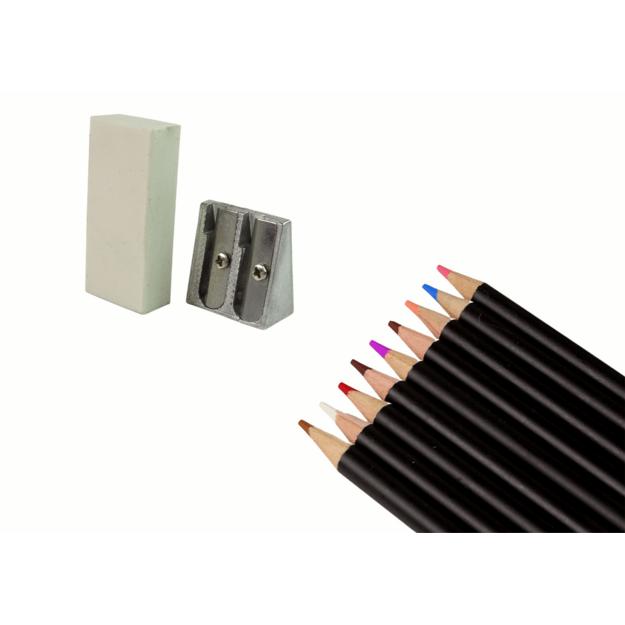 Set of crayons in a tube, sharpener, eraser, 74 pcs. 2