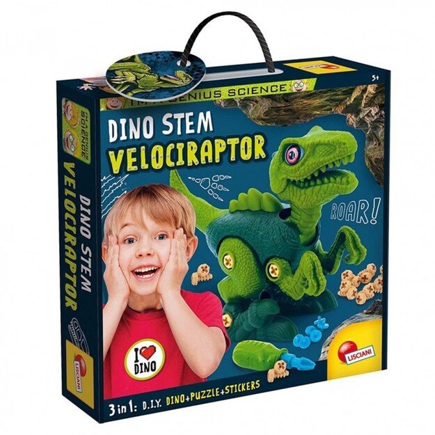 DIY konstruktorius Dinozauras VELOCIRAPTOR + dėlionė