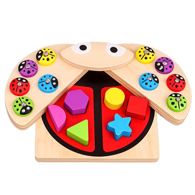Wooden Ladybug Catching Game Educational Puzzle Ladybug Sorter