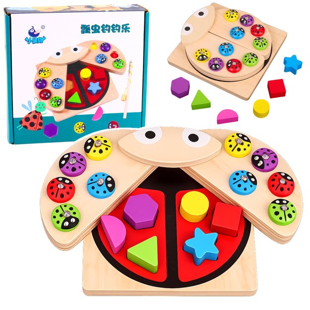 Wooden Ladybug Catching Game Educational Puzzle Ladybug Sorter