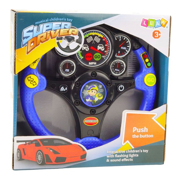 Interactive Steering Wheel For Kids Lights Sounds Vibrations Blue 2