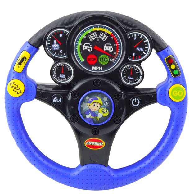 Interactive Steering Wheel For Kids Lights Sounds Vibrations Blue 1