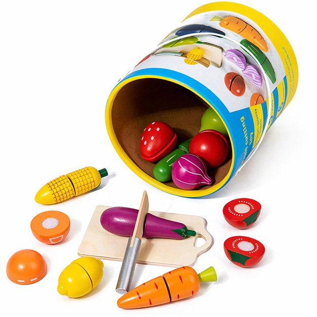 Wooden Fruit Vegetable Chopping Board Safety Knife Bucket Set 13 pcs