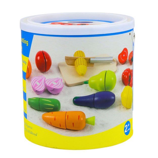 Wooden Fruit Vegetable Chopping Board Safety Knife Bucket Set 13 pcs