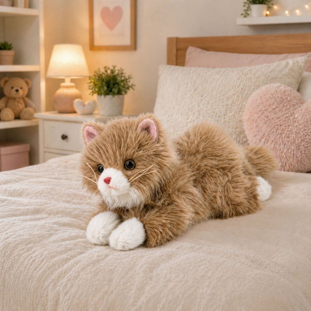 Plush Persian Cat Mascot Cuddly Toy Weighted Paws Beige 50 cm