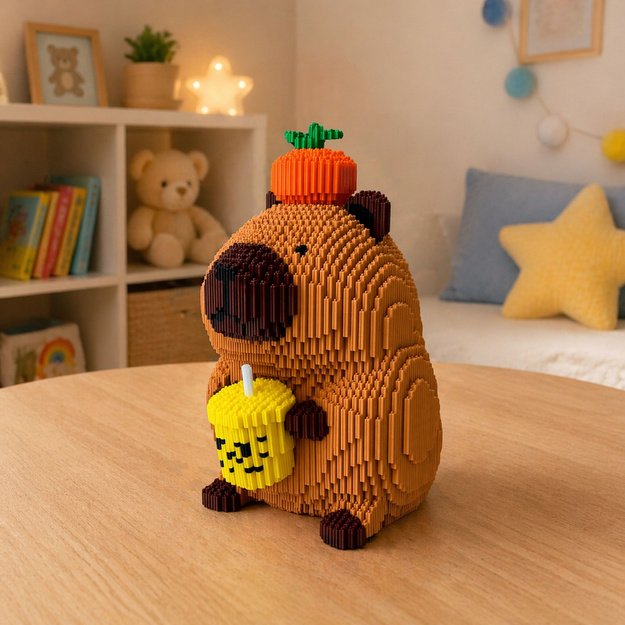 Capybara Shake Apple 3D Construction Blocks Large Figure 3900 pcs 25cm