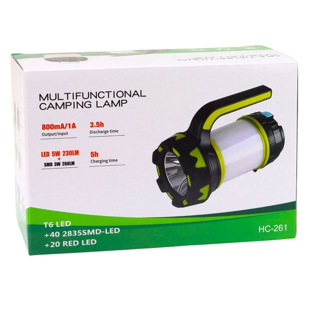 Flashlight LED Lamp 2in1 Camping Tourist Rechargeable Multifunctional
