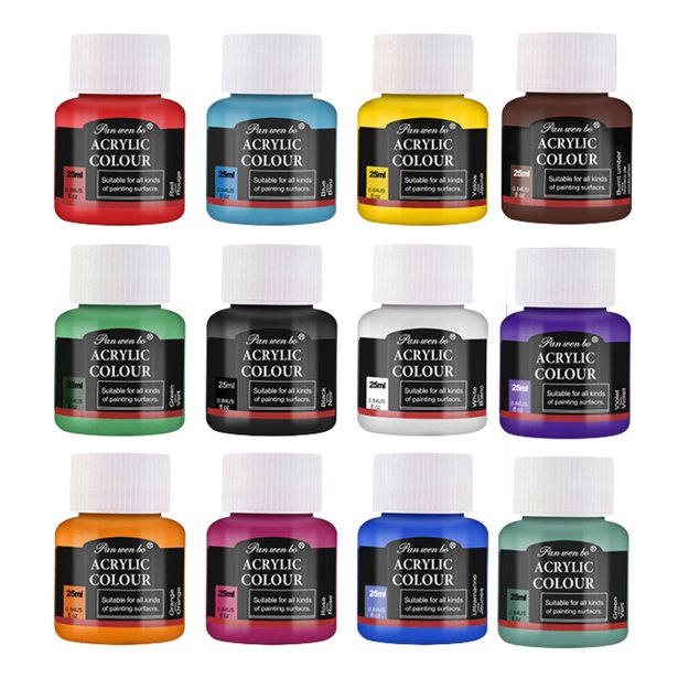 Keraminių dažų rinkinys porcelianui, stiklui, keramikai, teptukas, 12 vnt., 25 ml