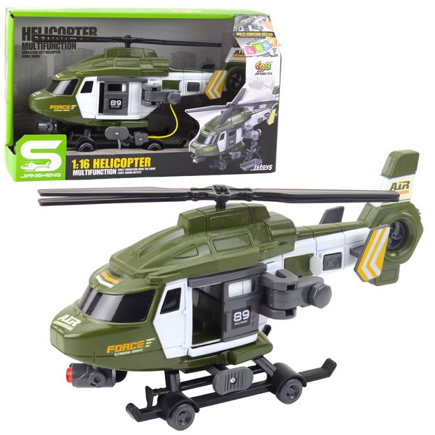 Military Helicopter Hook Stretcher Lights Sounds Khaki 1:16