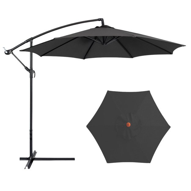 Side Garden Umbrella with Adjustable Tilt Cover 350 x 250cm Anthracite