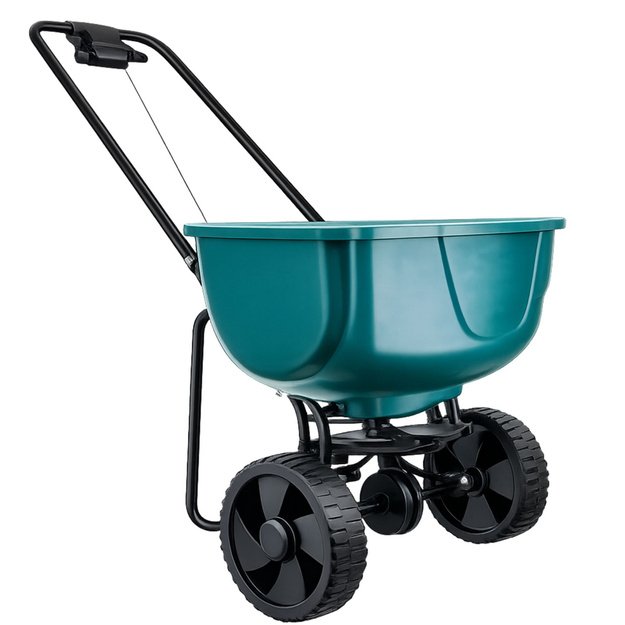 Rotary Seeder on Wheels for Fertilizing Grass Seeds Salt Sand 27L
