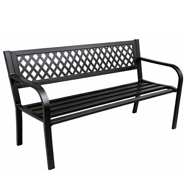Garden Bench Park Terrace Garden Metal 2 Seater Black 120 cm