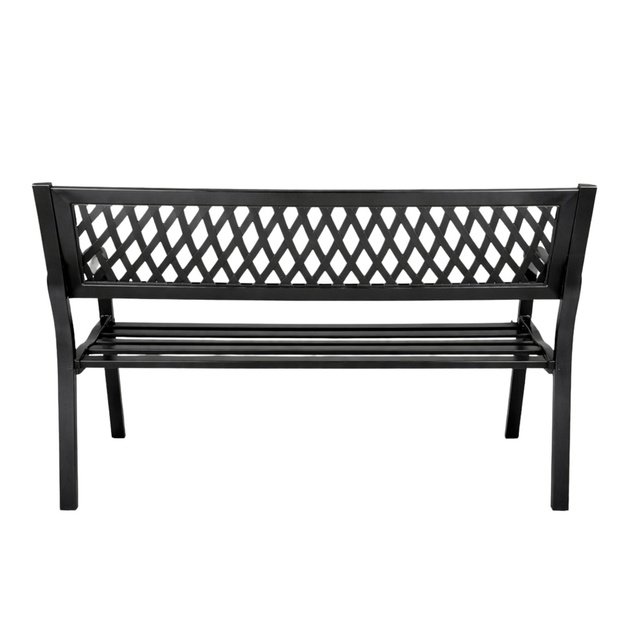 Garden Bench Park Terrace Garden Metal 2 Seater Black 120 cm