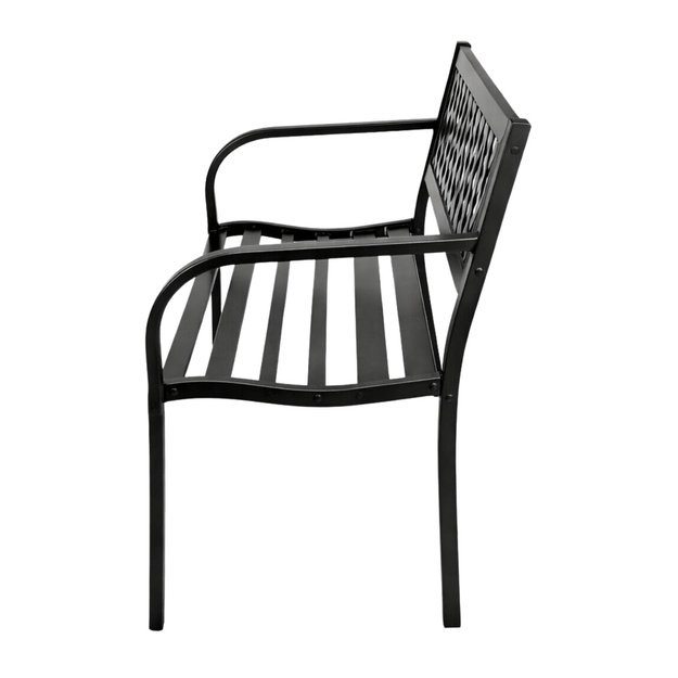 Garden Bench Park Terrace Garden Metal 2 Seater Black 120 cm