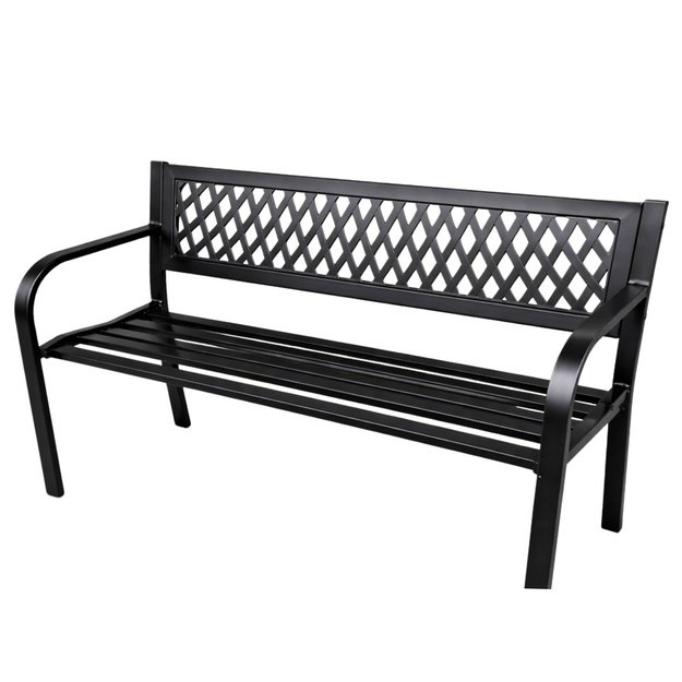 Garden Bench Park Terrace Garden Metal 2 Seater Black 120 cm