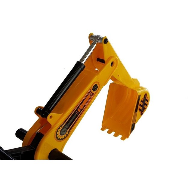 Excavator ride-on with a movable arm