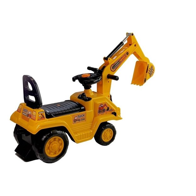 Excavator ride-on with a movable arm
