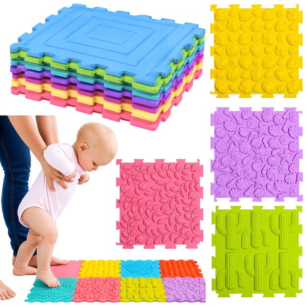 Sensorinis silikoninis dėlionės kilimėlis 25 cm 12 vnt.