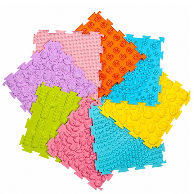 Sensorinis silikoninis dėlionės kilimėlis 25 cm 12 vnt.