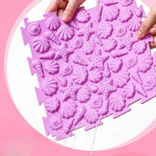 Sensorinis silikoninis dėlionės kilimėlis 25 cm 12 vnt.