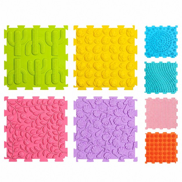 Sensorinis silikoninis dėlionės kilimėlis 25 cm 12 vnt.