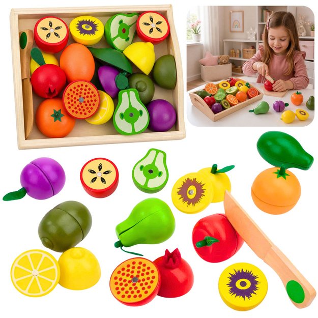 Wooden Fruit Chopping Set Magnetic Safe Knife Board