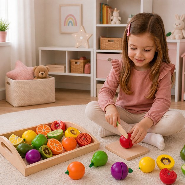 Wooden Fruit Chopping Set Magnetic Safe Knife Board