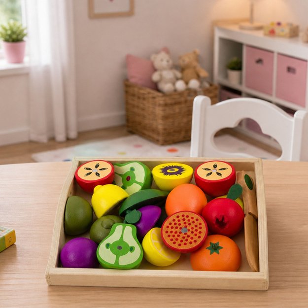 Wooden Fruit Chopping Set Magnetic Safe Knife Board