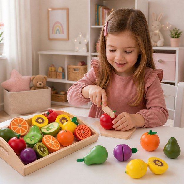Wooden Fruit Chopping Set Magnetic Safe Knife Board