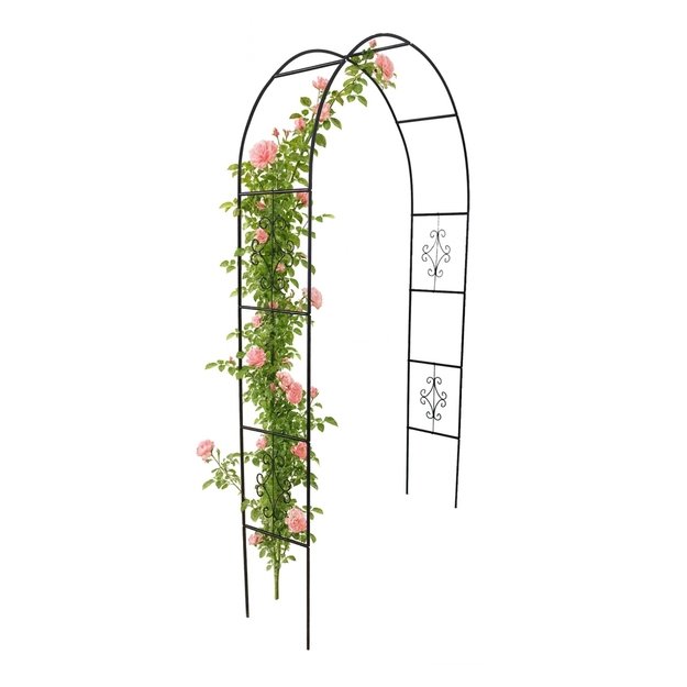 Pergola ogrodowa metalowa łuk uchwyt na r&oacute;że kwiaty pnącza 240cm zielony