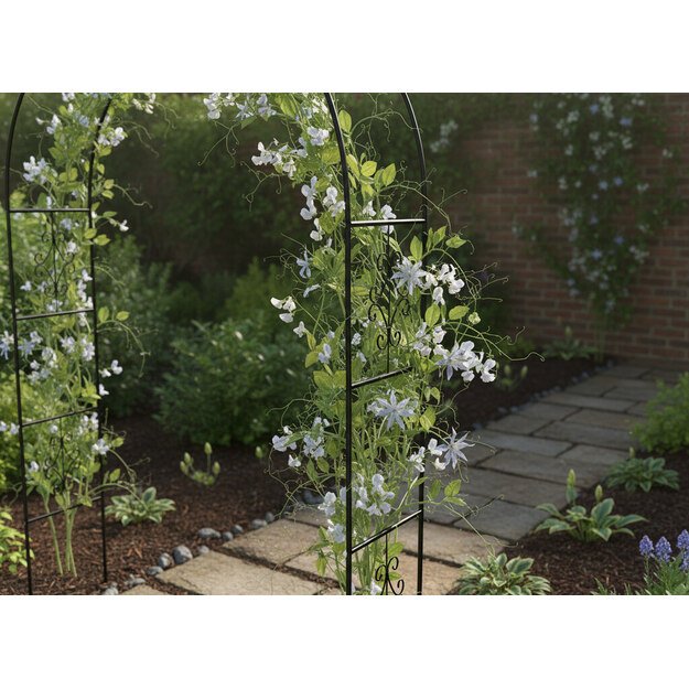 Pergola ogrodowa metalowa łuk uchwyt na r&oacute;że kwiaty pnącza 240cm zielony