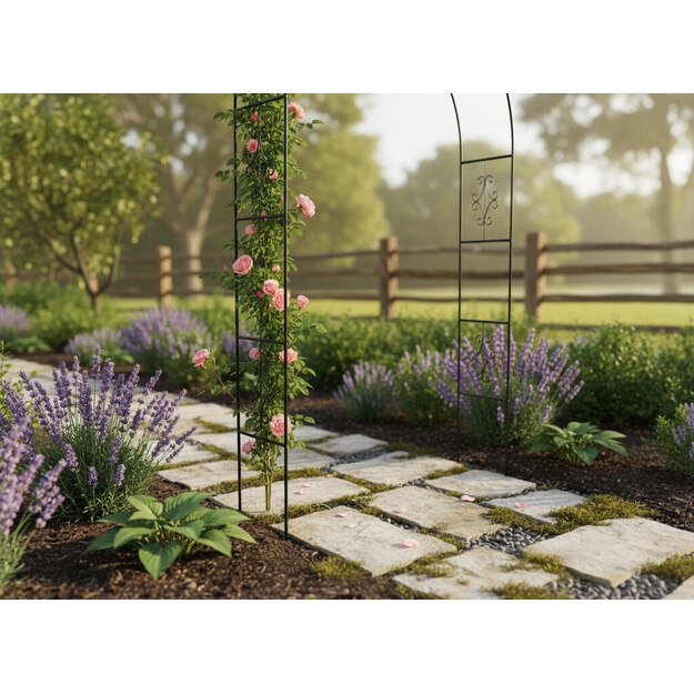 Pergola ogrodowa metalowa łuk uchwyt na r&oacute;że kwiaty pnącza 240cm zielony