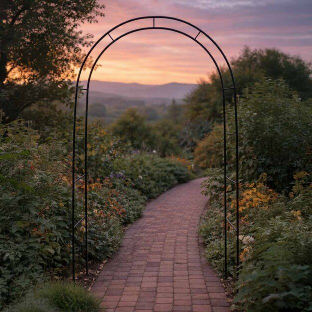 Pergola ogrodowa LUARO łuk uchwyt na r&oacute;że kwiaty bluszcz pnącza metalowa 240 x 140 cm
