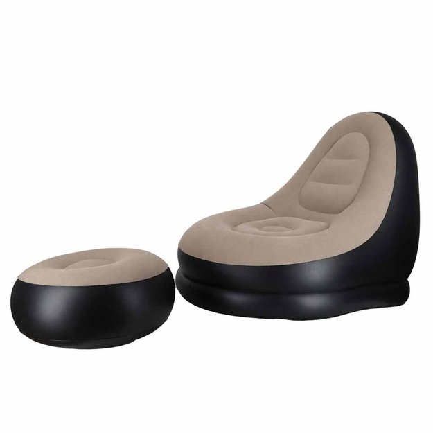 Fotel z podn&oacute;żkiem wypoczynkowy dmuchany sofa pufa pompka zestaw 2w1