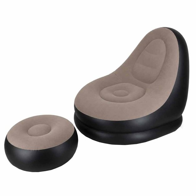 Fotel z podn&oacute;żkiem wypoczynkowy dmuchany sofa pufa pompka zestaw 2w1