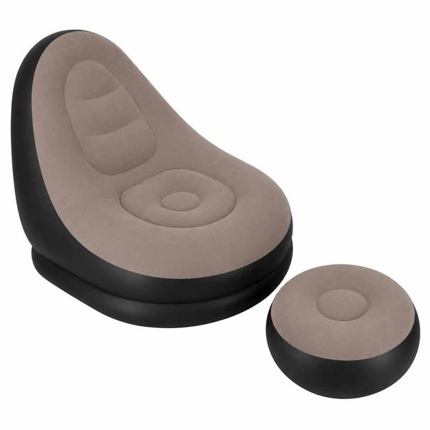 Fotel z podn&oacute;żkiem wypoczynkowy dmuchany sofa pufa pompka zestaw 2w1