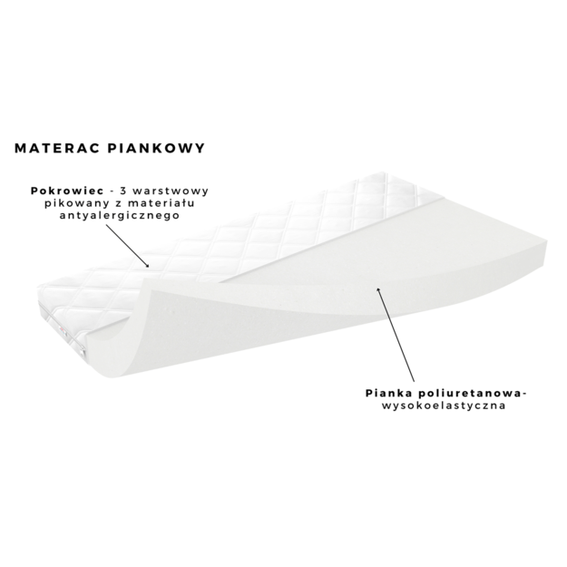 Bed classic 1 mix pale pink without drawer with mattress 160/80